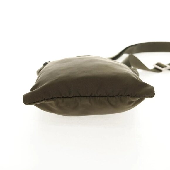 PRADA Pouch Shoulder Bag Nylon Khaki Silver Auth am9274V - Picture 7 of 16